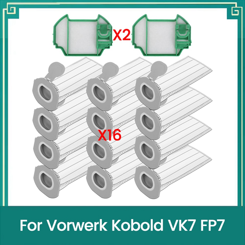[Waanon]Vacuum Cleaner Accessories- for Kobald Kobold VK7 FP7 Premium 18PCS Vacuum Cleaner Bags and Filters Replacement Parts