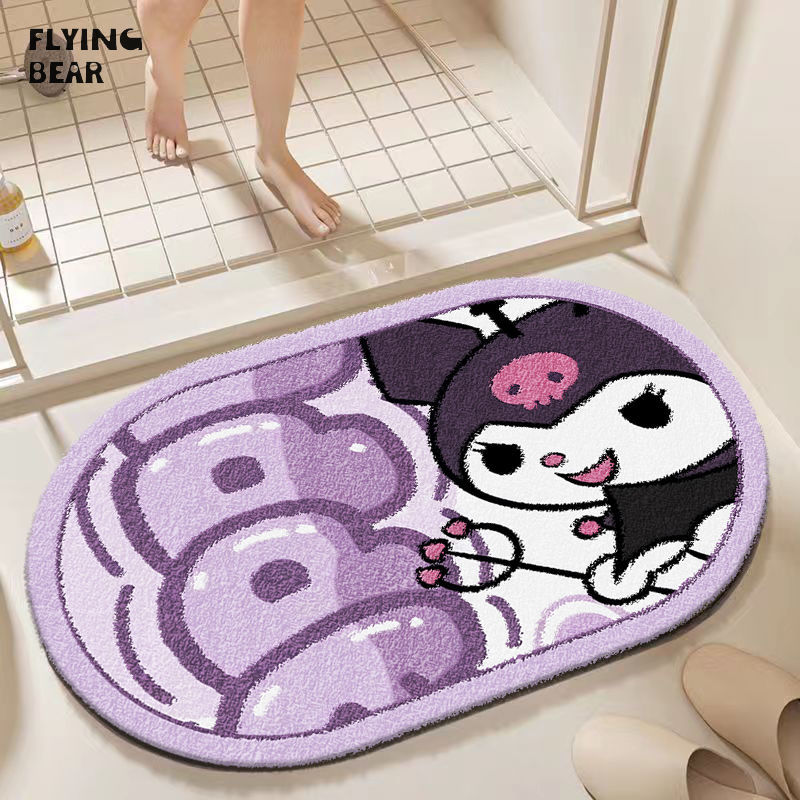 Cartoon imitation cashmere bathroom anti-slip foot stepping on floor mat, toilet water absorption and quick-drying floor mat, entrance door dirt-resistant floor mat ราคา 73 บาท*ส่งฟรี