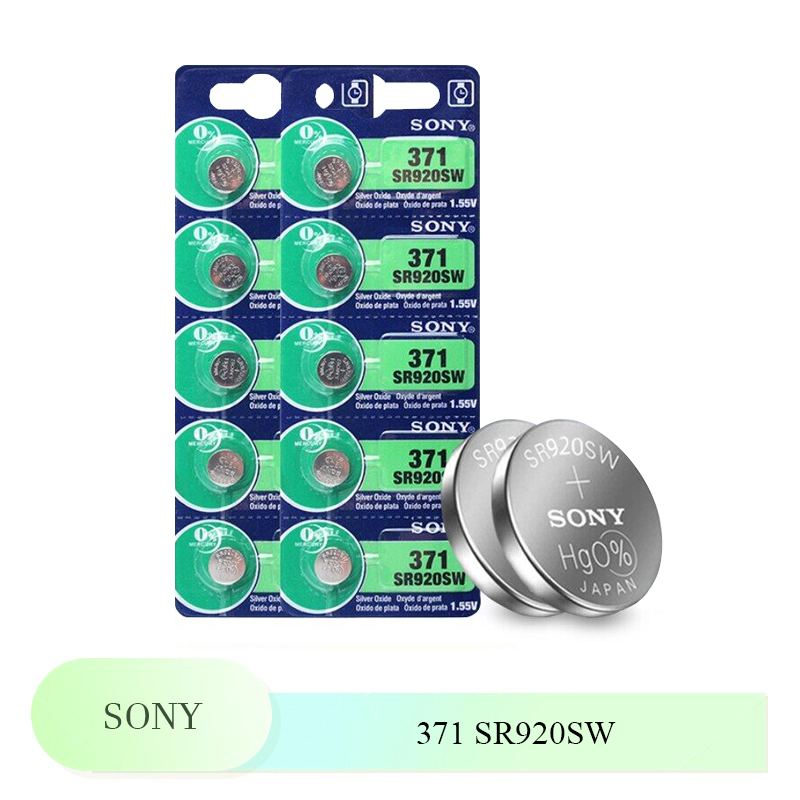 Pin button loại oxit bạc Sony 371 SR920SW AG6 LR920 LR69 SR920 370A 1,55V dùng cho đồng hồ, chìa khóa xe, đồng hồ điều khiển từ xa
