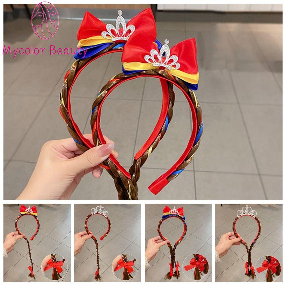 MYCOLOR Vương Miện Băng đô công chúa Nơ Dễ thương Tóc giả Bạch Tuyết Phụ kiện tóc Bện Tóc Giả hoạt hình trẻ em Bé gái