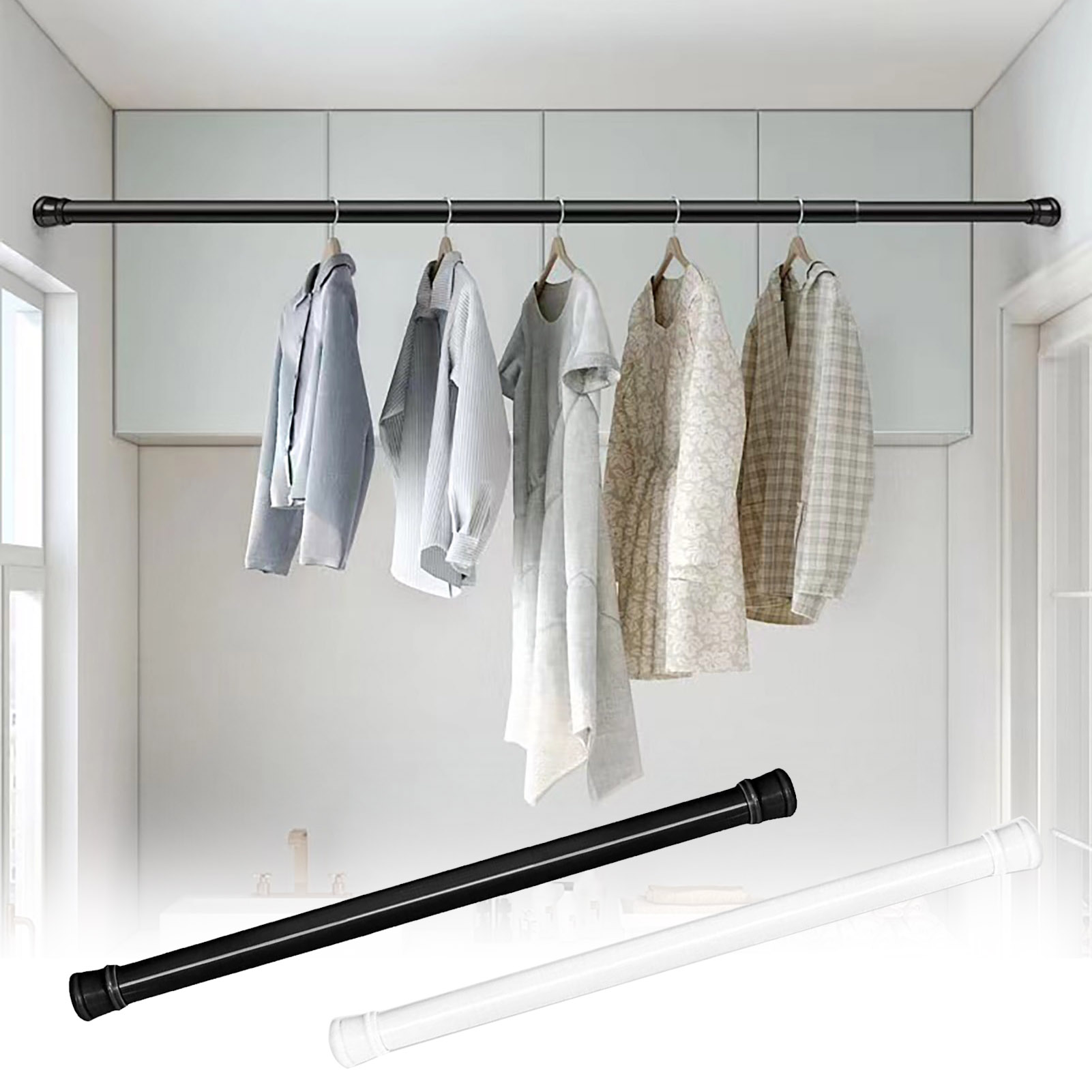 Anti-slip Curtain Rod Retractable Curtain Rod Anti-slip Textured Curtain Rod Easy Install No Drilling Retractable Rod for Home Office Strong Load Bearing Shower Doors