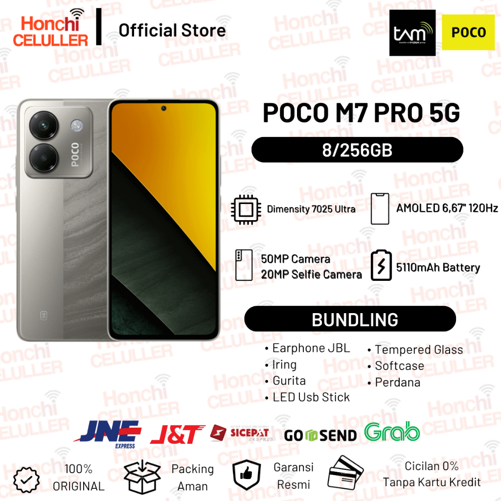 Xiaomi POCO M7 Pro 5G 8/256GB | Dimensity 7025-Ultra | 5110mAh battery | 120Hz AMOLED | 50MP OIS Garansi Resmi Harga 2,999,000 rupiah*Gratis Ongkir