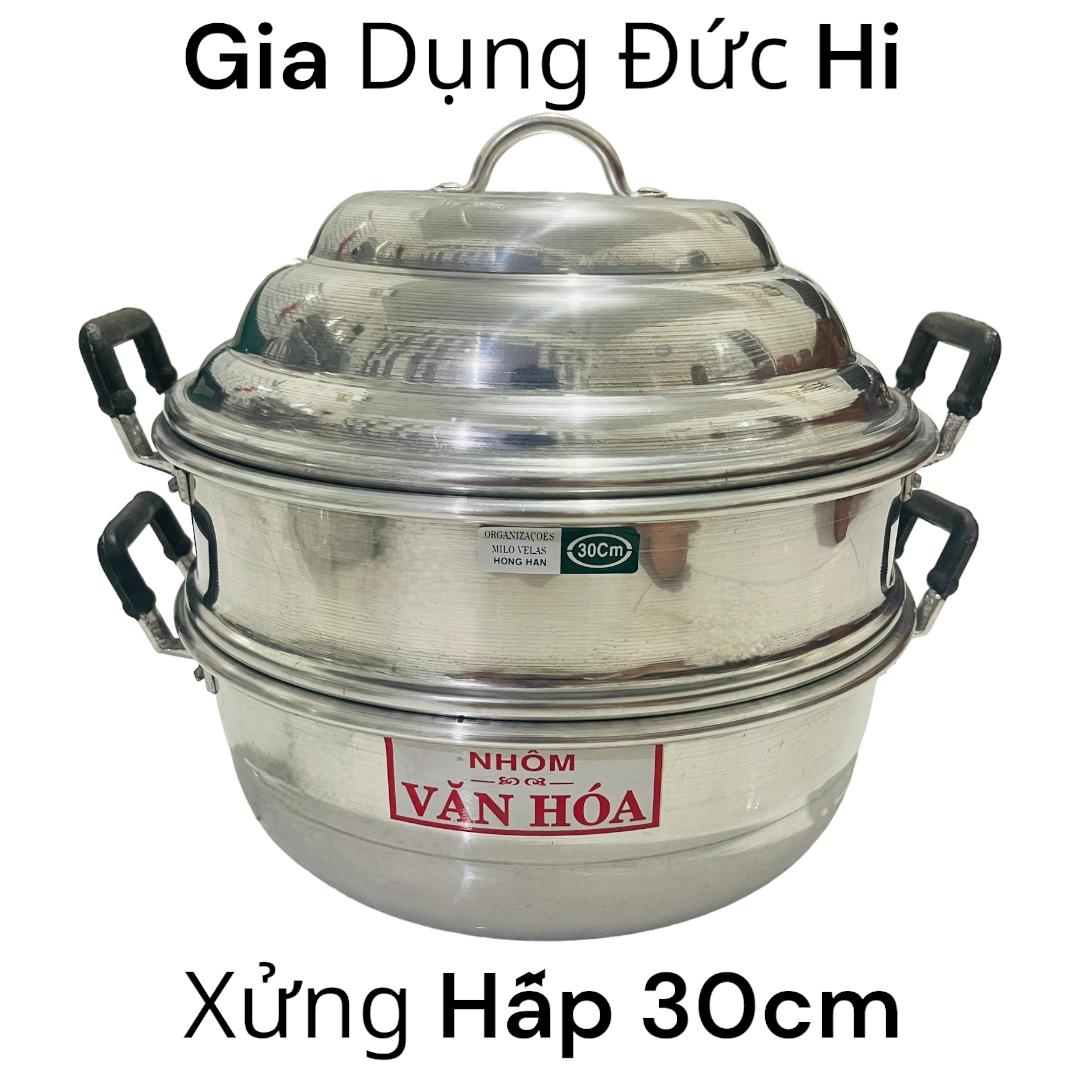 Nồi Hấp 2 Tầng Văn Hóa - Xửng Hấp 30cm nhôm nhiệt vn có tay cầm Cách Nhiệt