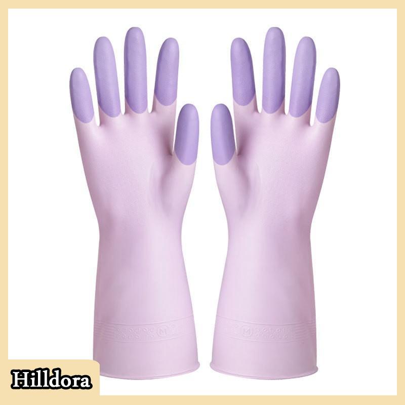 [Hilldora] Silicone Rửa Chén Làm sạch Găng tay nhà bếp cung cấp chống trượt thuận tiện dài rửa chén găng tay tái sử dụng bền hộ gia đình - 6