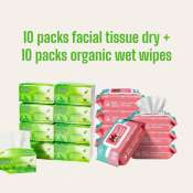 Eco-Friendly Essentials Bundle: 10 Tissue Packs + 10 Wet Wipes