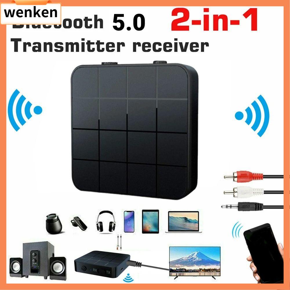 WENKEN Bluetooth 5.0 Bộ thu phát âm thanh Thiết kế 2 trong 1 với micro 3.5mm Bộ chuyển đổi Bluetooth HD Kết nối RCA Bộ chuyển đổi RCA máy tính cá nhân
