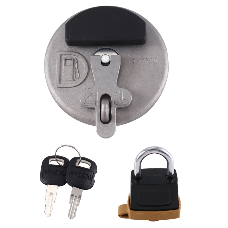 Spare Parts Locking Fuel Tank Cap with Padlock 7X7700 for Excavator D6R D5C 311D 312D 320D 321D 323D Gray