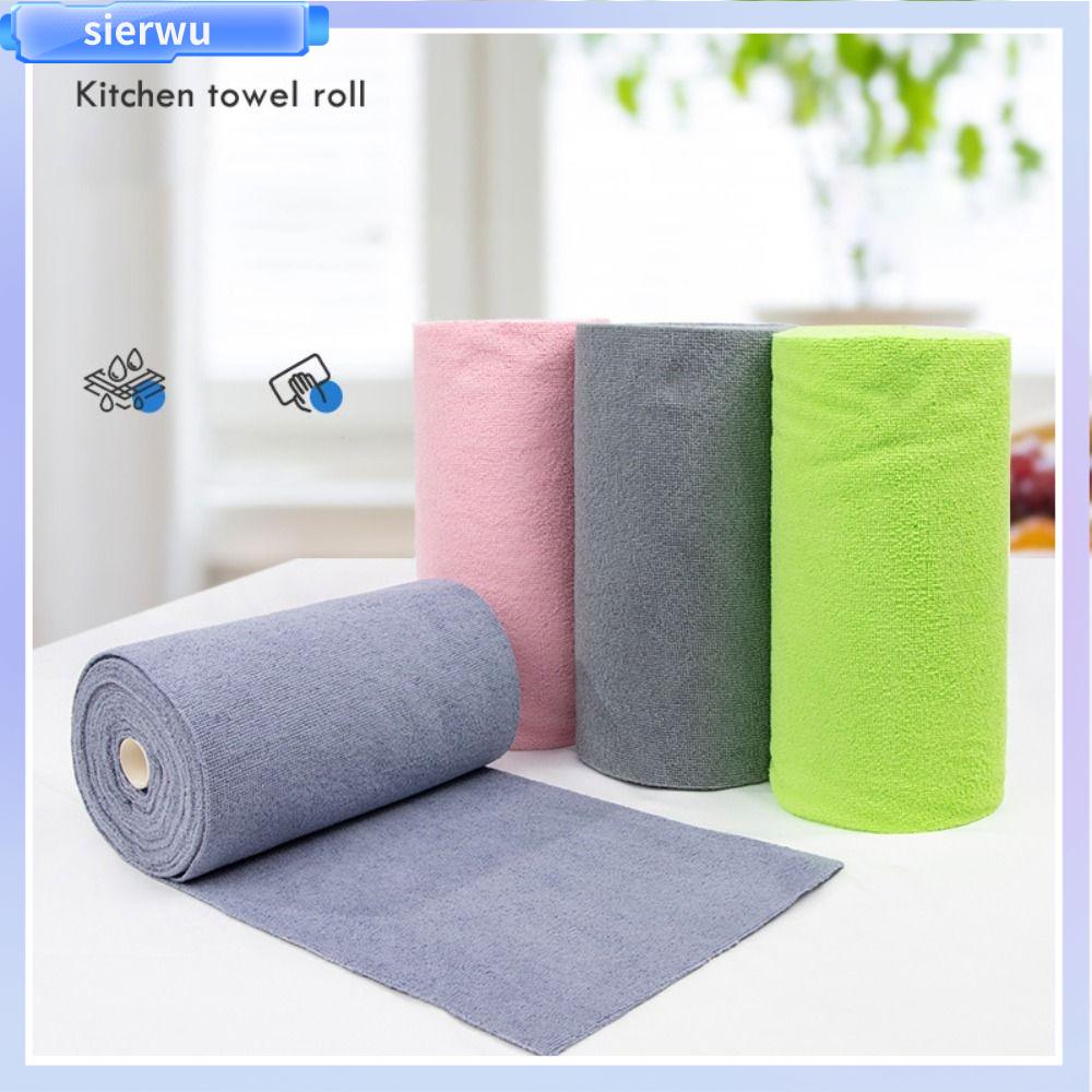 SIERWU 20PCS/Roll Thấm hút Khăn vi sợi Tái sử dụng Thay thế Khăn lau bát đĩa nhà bếp  Nhà bếp gia đình Giẻ lau đĩa dầu chống dính