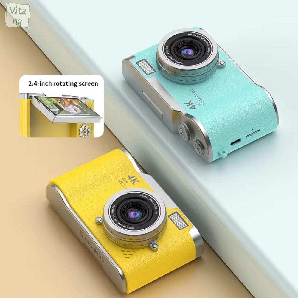 VITANG Màn hình lật Máy ảnh kỹ thuật số HD 4k 48mp Độ nét cao Đồ chơi chụp ảnh trẻ em Đa năng Có dây treo Camera CCD nhập cảnh Người mới bắt đầu