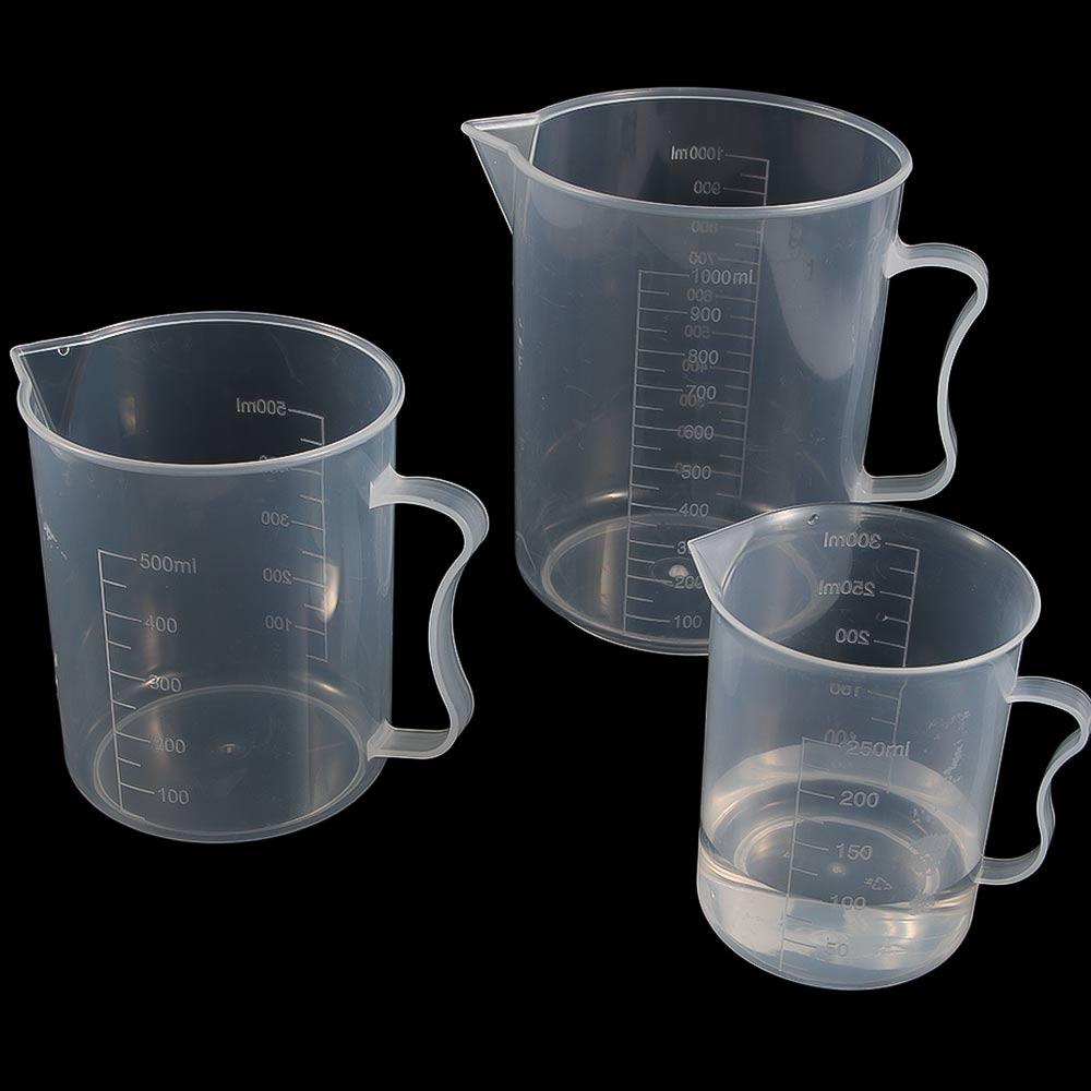 Sinkel đồ dùng học tập hóa học 250/500/1000/ml cốc dùng để đo bằng nhựa trong suốt bền với xử lý Bình đo xi lanh đo lường