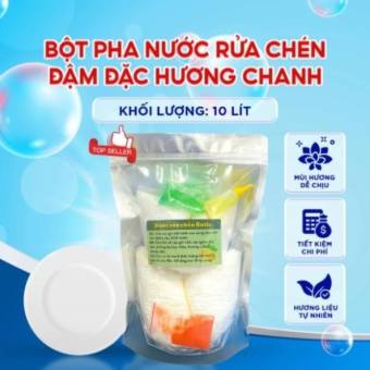 Bột Pha Nước Rửa Chén hương chanh vàng 10 lít và Nước Rửa Chén Robot Túi Vòi 1.6kg. LMS