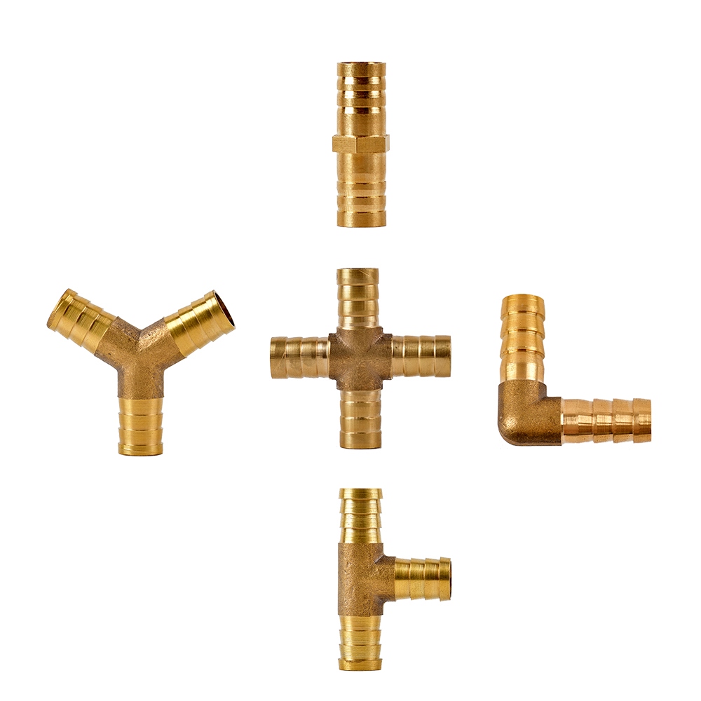 【YF】 4 5 6 8 10 12mm Hose Barb Brass Hosetail Straight Elbow Tee Y Cross 2/3/4 Way Fitting Splitter Connector Home Garde