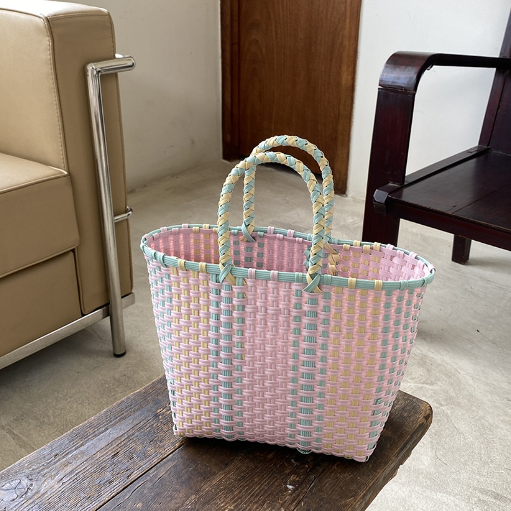 HERWK Phong cách Bohemian Túi đựng rau bằng nhựa PVC Phong cách nghỉ dưỡng Khoét rỗng Túi dệt Dễ thương Chống thấm nước Túi xách nhựa Các cô gái - 5
