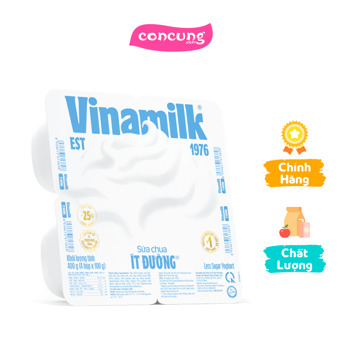 Sữa chua Vinamilk ít đường 100g