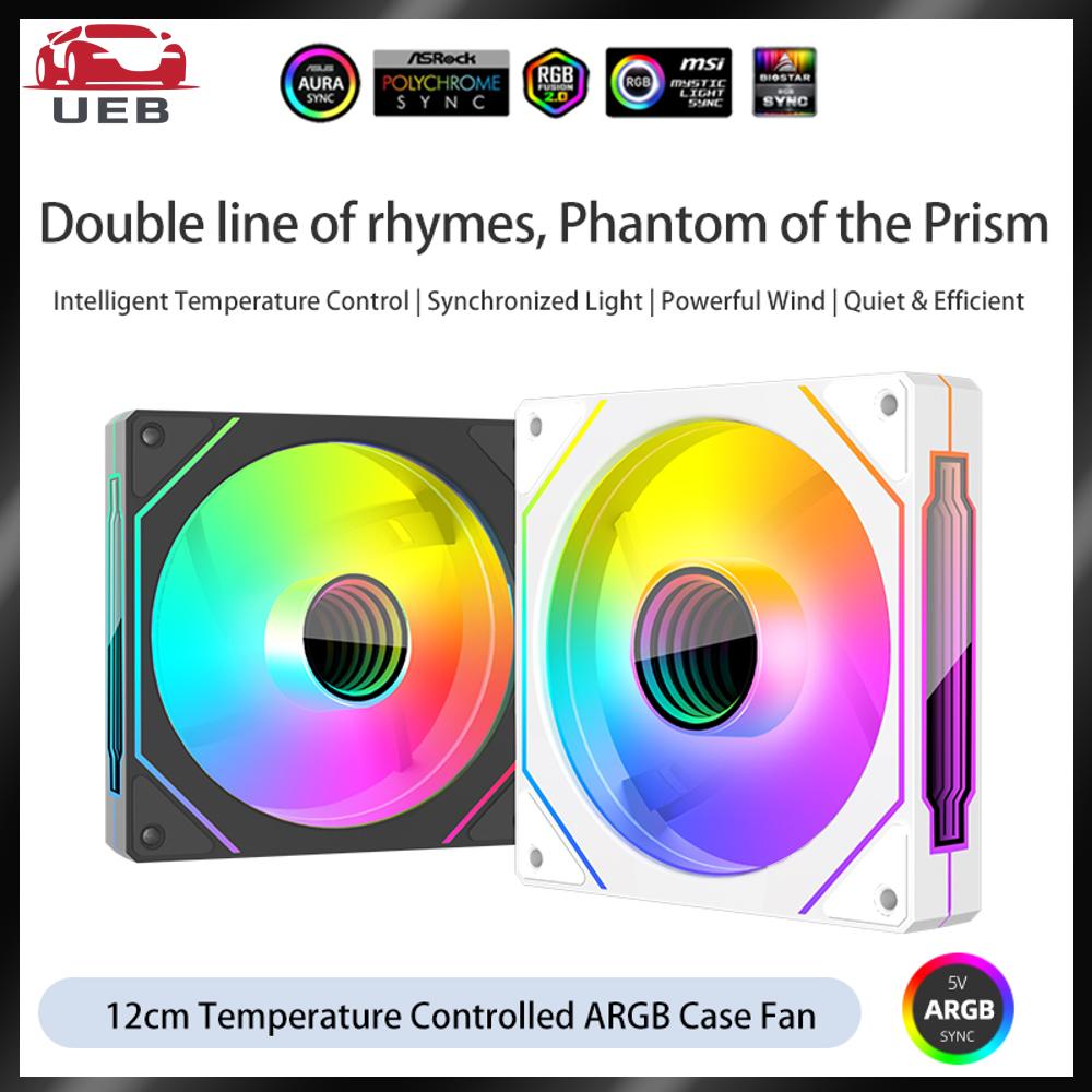 [Ueb Auto]Computer Case Fan Argb 12 Cm. 5V 3Pin 4 Pin Pwm Reflective Mirror Design, Quiet, Speed 800-1800 Rpm, for Pc Cases and Coolers. ราคา 145 บาท*ส่งฟรี