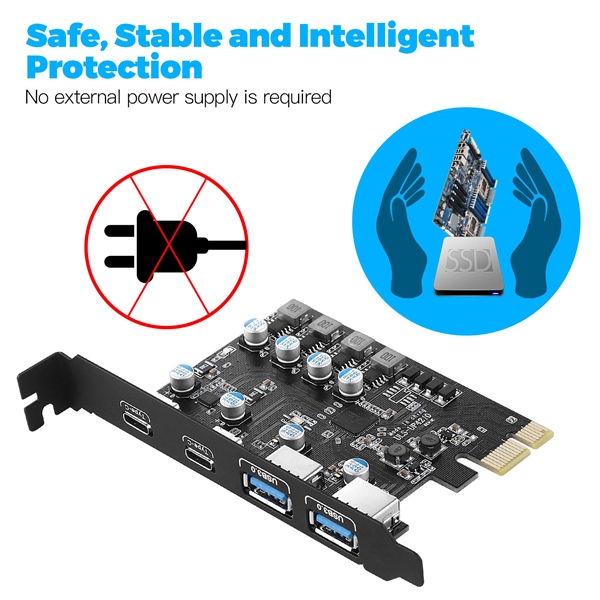 Card PCIE USB3.0 mở rộng 2 usb 3.0 và 2 USB Type-C