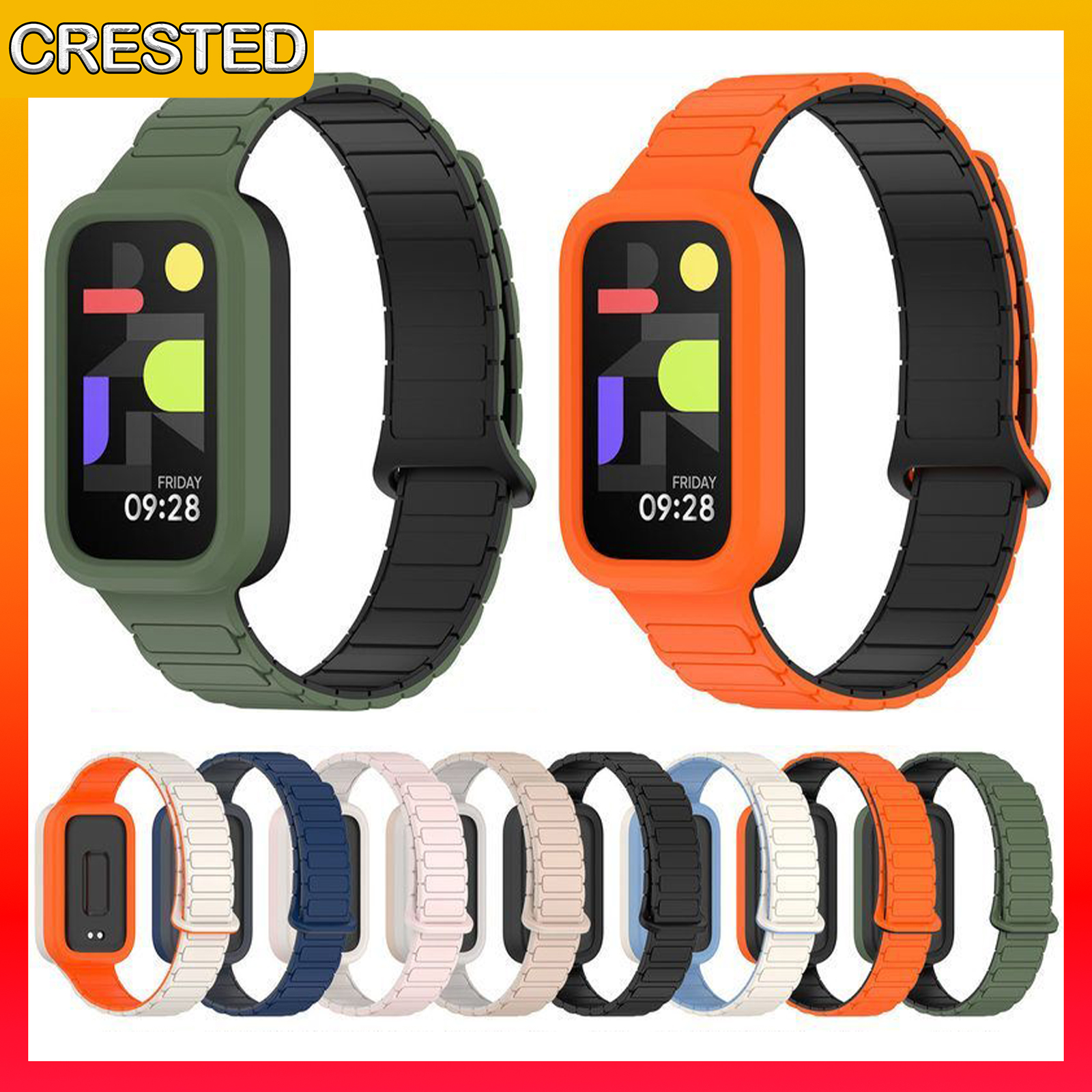 Magnetic Silicone Strap for Xiaomi Redmi Watch 3 Smart Watch Accessories Sport Rubber Bracelet Bands Protective Bumper Cover for Xiaomi Mi Band 9 Active ราคา 101 บาท*ส่งฟรี