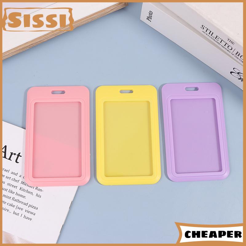 Sissi 1PC hai mặt thẻ tín dụng bìa cứng nhựa chủ sở hữu huy hiệu với khe cắm cho sự kiện nhân viên tag ID chủ thẻ vượt qua dây đeo