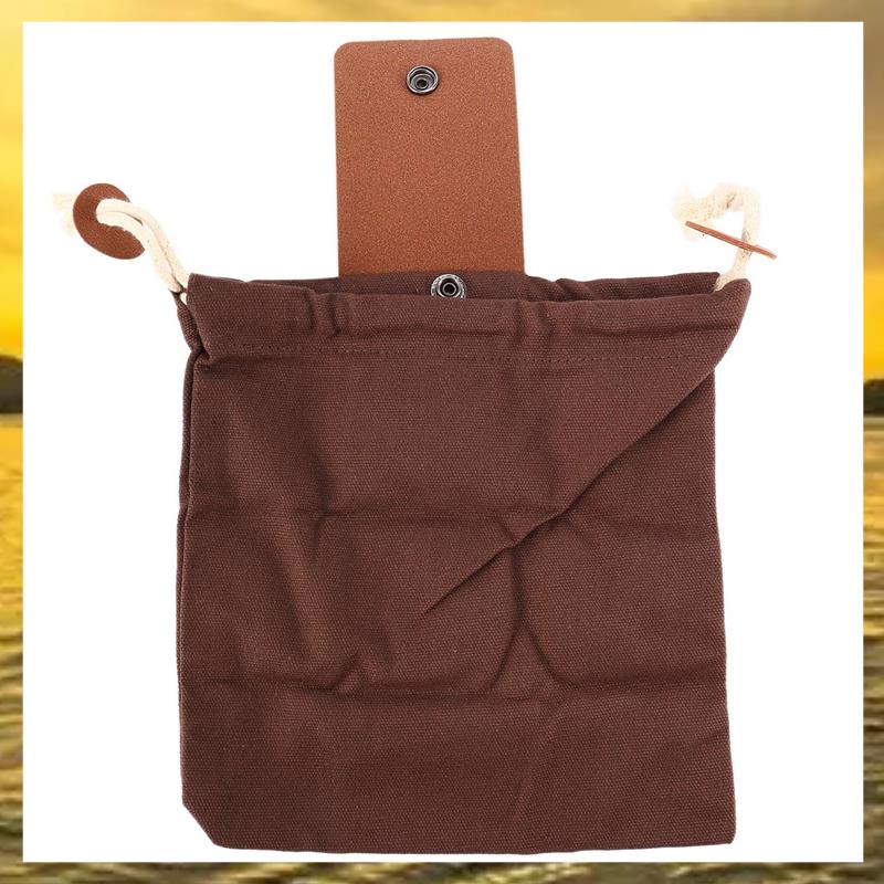 E2(PUKJ) Canvas Foraging Pouch for Hiking, Waist Packs to Collect & Seashells, Pu Leather Belt Pouch