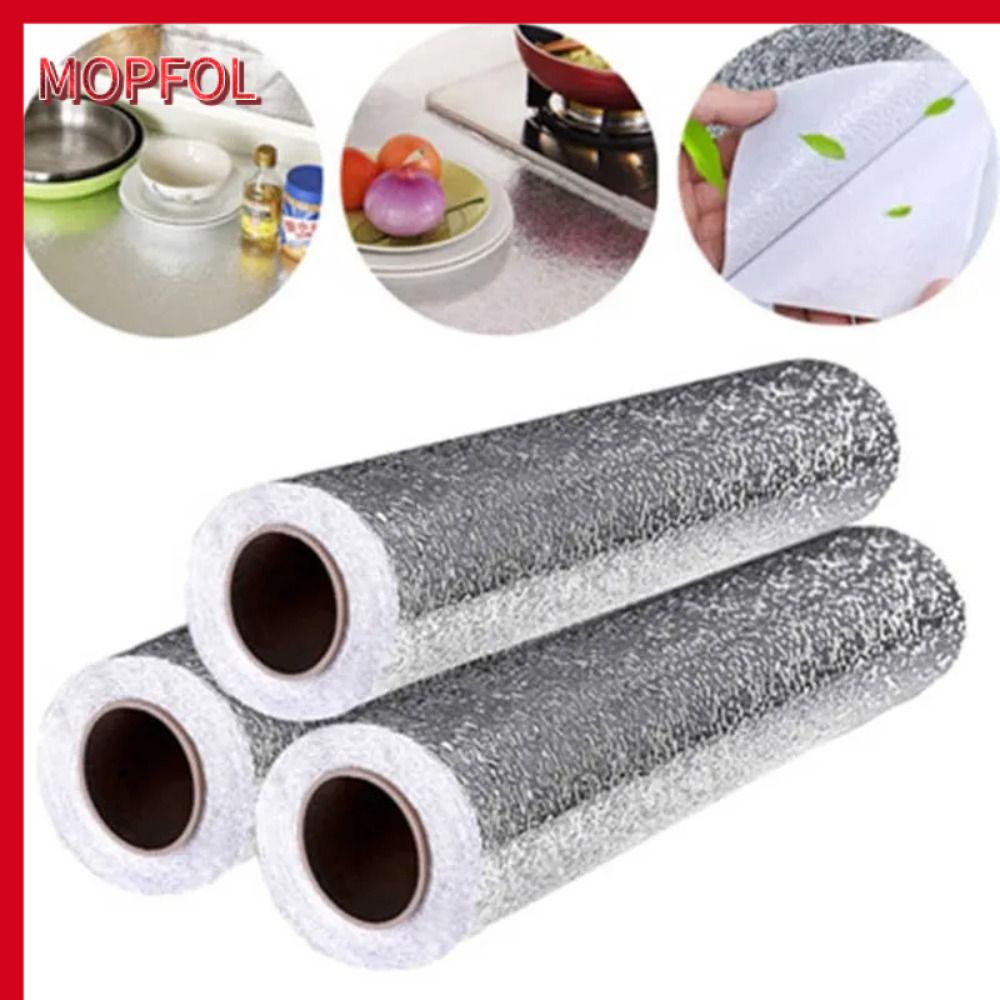 MYIERWU 1 Roll อลูมิเนียมฟอยล์ วอลล์เปเปอร์กันน้ำมัน อุณหภูมิสูงสูง กาวในตัว สติกเกอร์ห้องครัว ทนทานต่อการใช้งาน 40X100ซม. 40x300cm กระดาษสัมผัสตู้ ห้องครัวในบ้าน ราคา 53 บาท*ส่งฟรี