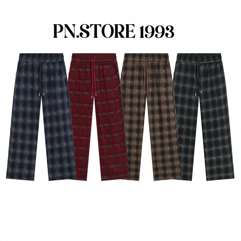  Quần Sọc Caro Ống Rộng Nam Nữ PN.Store1993 Vải Dạ Nhung Dầy Dặn Cá Tính Thời Trang 