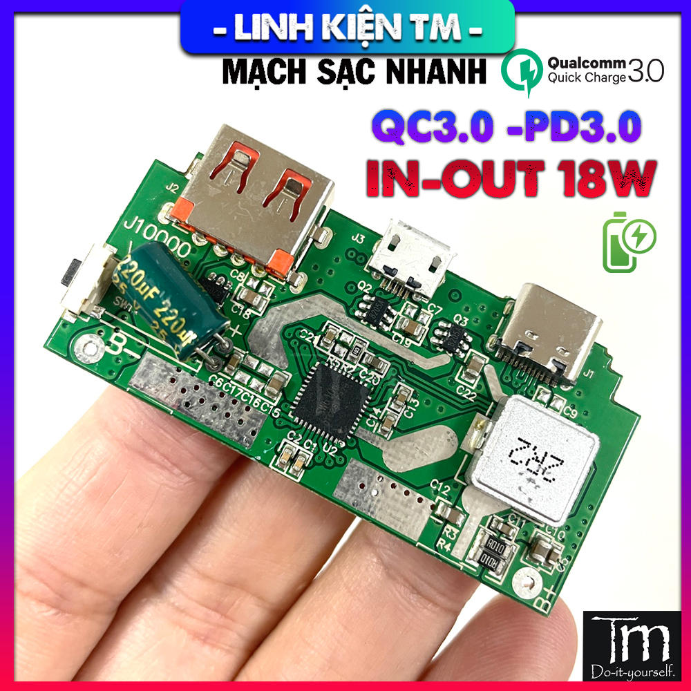 Mạch sạc dự phòng sạc nhanh 18w qc3.0 pd3.0 a