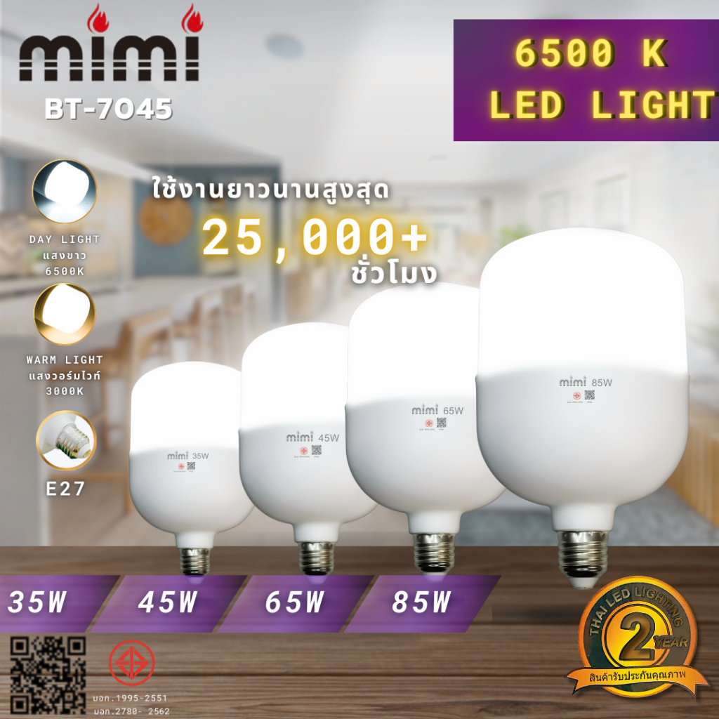 Mimi Led Highbulb Light Bulb, Bright Led Light, Energy Saving Light Bulb, 220V, E27 Socket, 35W 45W 65W 85W ราคา 37 บาท*ส่งฟรี