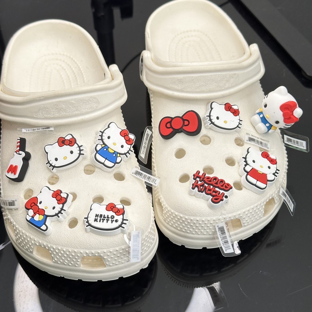 Ins Dễ thương Hello Kitty CROCS quyến rũ jibbitz Guốc jibbitz Bộ CROCS dễ thương phụ kiện tự làm KT 