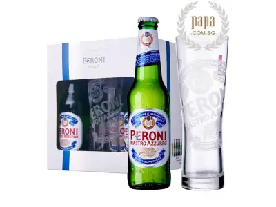 Peroni Nastro Azzurro Gift Pack, Italy (5 x 330ml Bottle) FREE 1 Limited Edition Peroni Original Glass