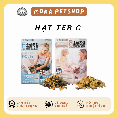 (CÓ CHIẾT TỪ 250GR) Hạt cho mèo TEB C Series Grainfree cao cấp 44% đạm mix TOPPING tôm thịt sấy khô, men vi sinh