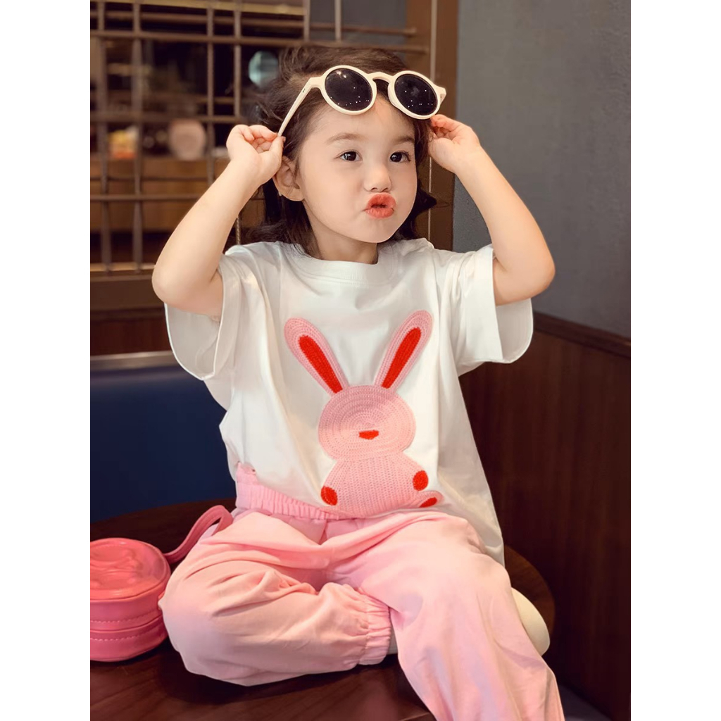 Đồ bộ bé gáii, set bộ áo cotton thỏ phối quần Jogger cho bé 10-30kg - 3