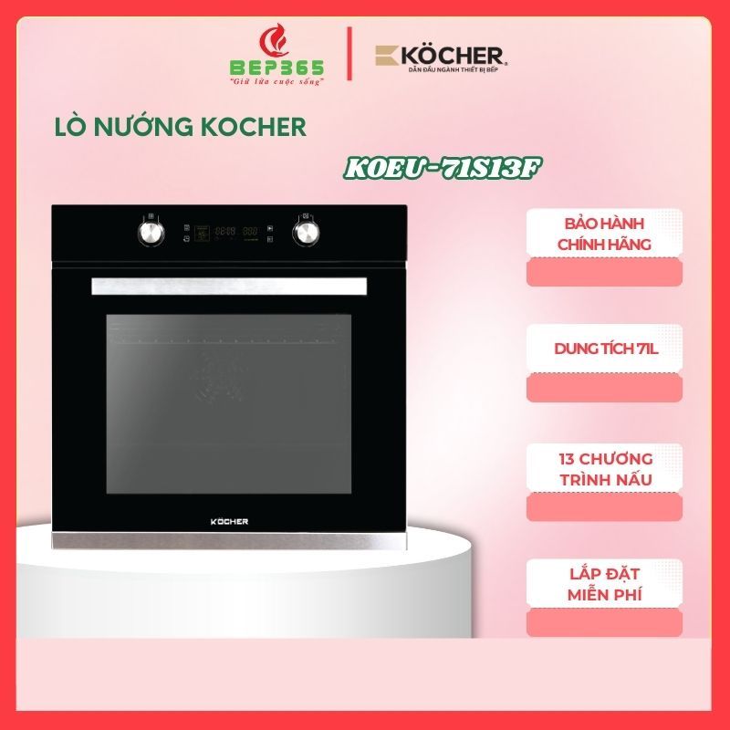 Kocher Built-In Oven Koeu-71S13F – 71 Liters – 13 Cooking Programs – Self-Cleaning with Pyrolysis