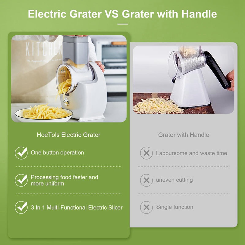 【JJM】-Electric Cheese Grater Detachable Electric Salad Maker for Home Kitchen Vegetable Slicer for Potato Cheeses and Nuts