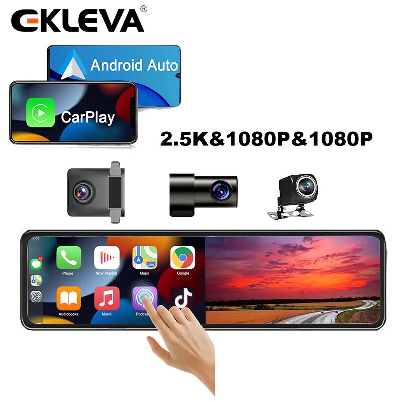 Kamera Dasbor 3 Kamera 11,26 Inci 4K Carplay Android Auto NAVI WIFI Kaca Spion Perekam Video DVR Harga 1,401,650 rupiah*Gratis Ongkir