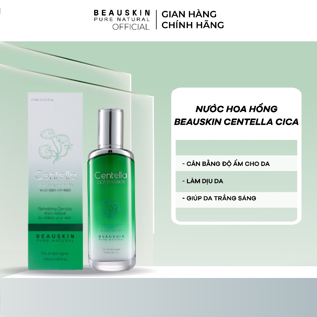 Nước hoa hồng beauskin centella cica toner rau má, cân bằng độ ẩm và tái tạo da 120ml hàn quốc