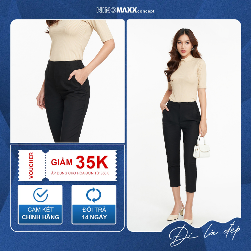  Quần Kaki Nữ Dài Ống Lửng Dáng Ôm N&M Thương Hiệu NINOMAXX 2201012 