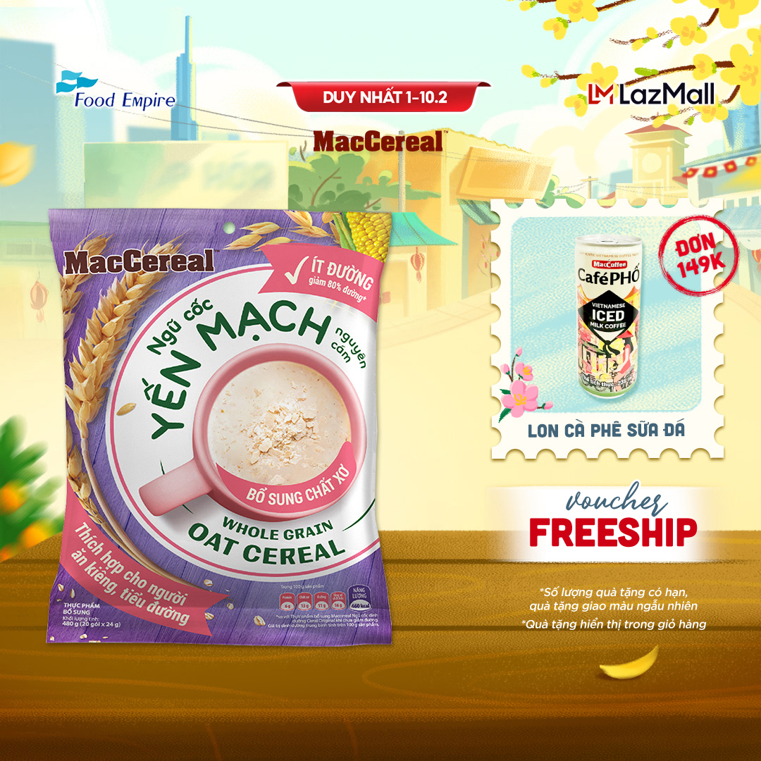 Bột Ngũ Cốc Dinh Dưỡng Ít Đường - MacCereal (túi 20 gói x 28g)