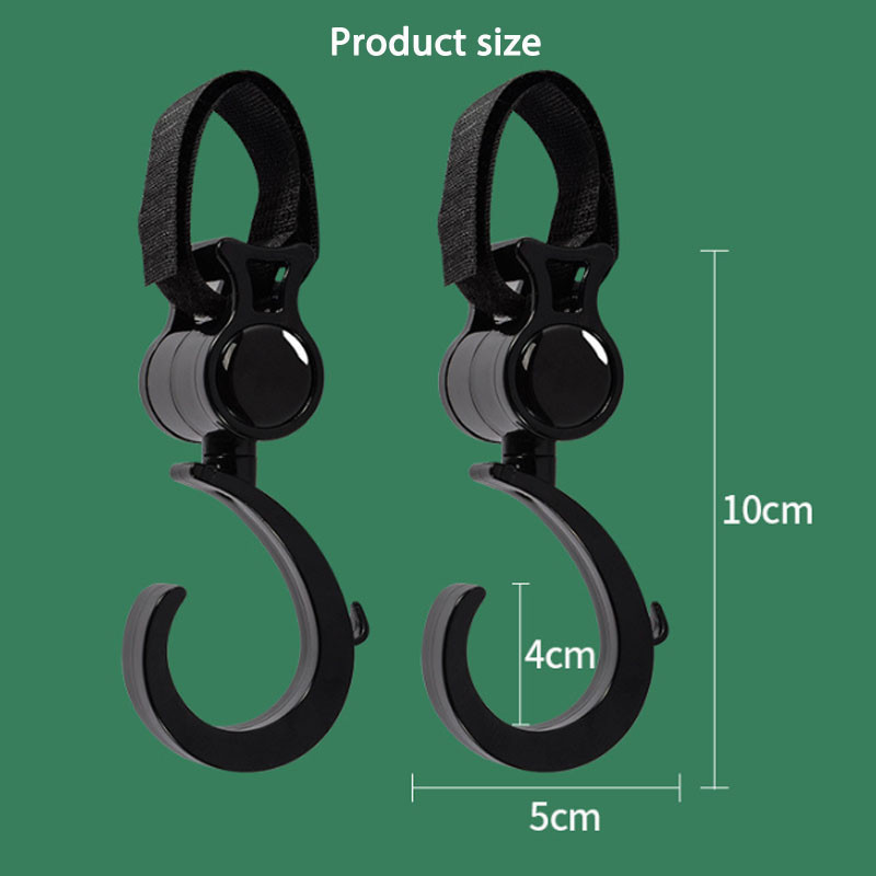 MLADEN 2 Pcs Baby Stroller Hook Hanger 360° Rotating Baby Carrier Hook Baby Cart Hooks Shopping Bag Clip