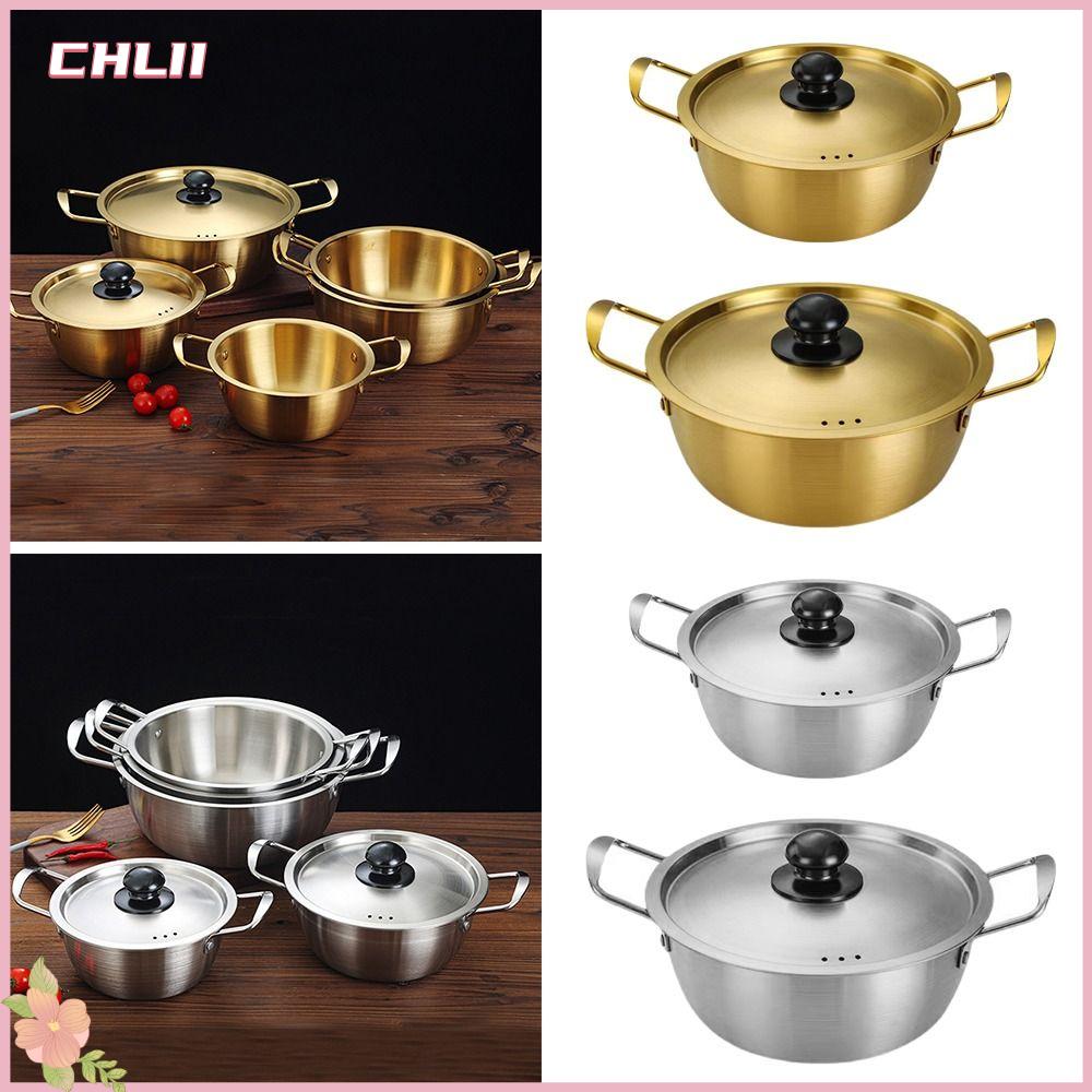 SEASON mini Nồi mì ramen Thép không gỉ có nắp Nồi súp  Mạ vàng Lẩu Dụng cụ nấu ăn cắm trại