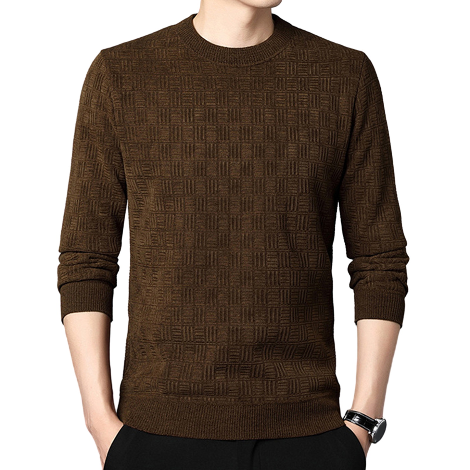 yitu Soft Plush Fleece Sweater Fleece Sweater Cozy and Men's Knitted Sweater for Winter Warm and Soft Pullover with599_voghion.com