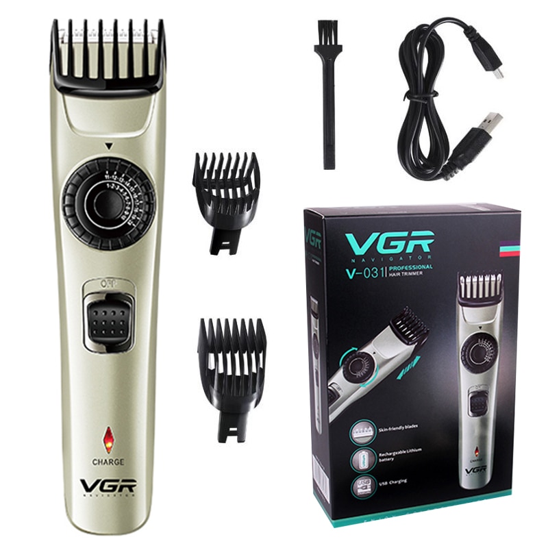 VGR Electric 1-20Mm Adjustable Beard Trimmer For Men Professional Rechargeable Hair Clipper Edge Hair Cutting Machine Lithium