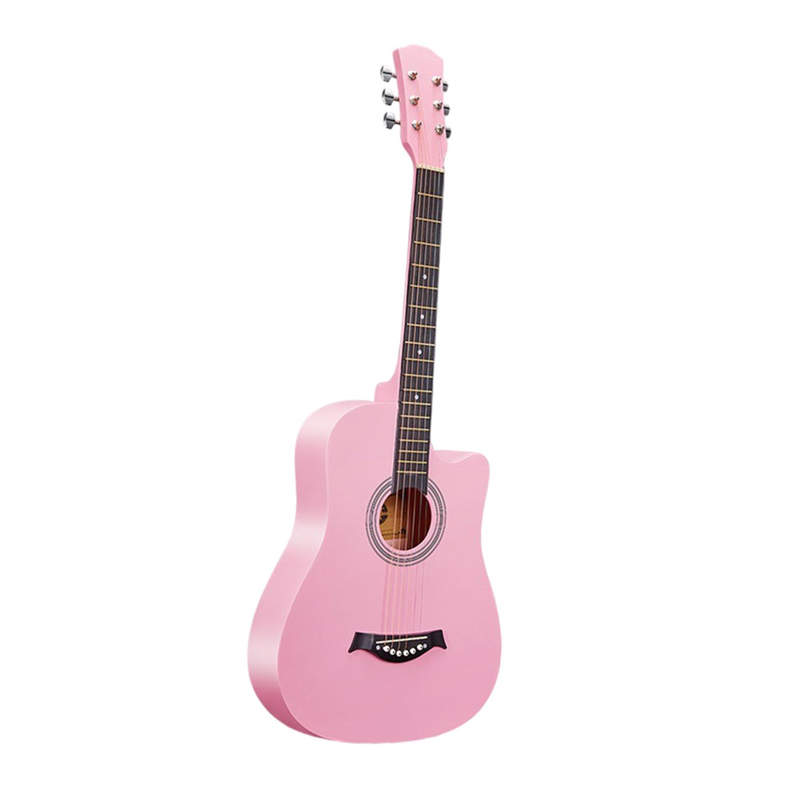 BNMUSIC 38'' Acoustic Wood Guitar Easy to Hold Educational Toy 6 String Folk Guitar Warmer Clear Sound for All Ages Party Concert Travel - 2