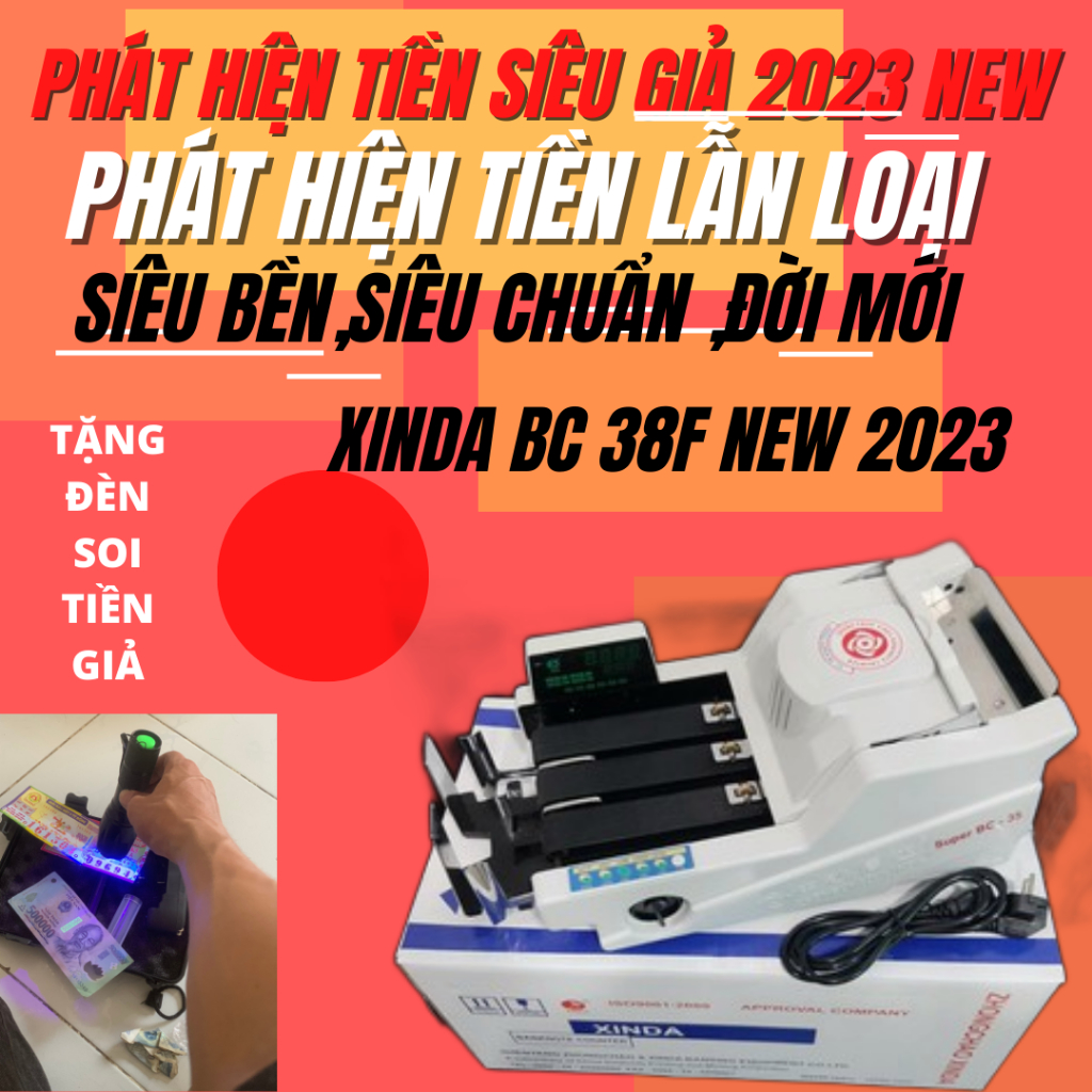 Máy đếm tiền xinda bc 38f phát hiện tiền giả siêu chuẩn, siêu bền giá rẻ ,ngân hàng hay sử dụng new 2023