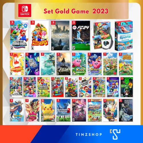Gold Game Set 2023 : Nintendo Switch Game แผ่นเกม นินเทนโดสวิทซ์  รวมเกม ขายดี ปี 2023 : เลือกเกม  &gt; Mario Wonder Princess Peach  FC24 Pokemon Kart8 Sports  Just Dance Kirby Animal : เลือกเกม &gt;&gt;