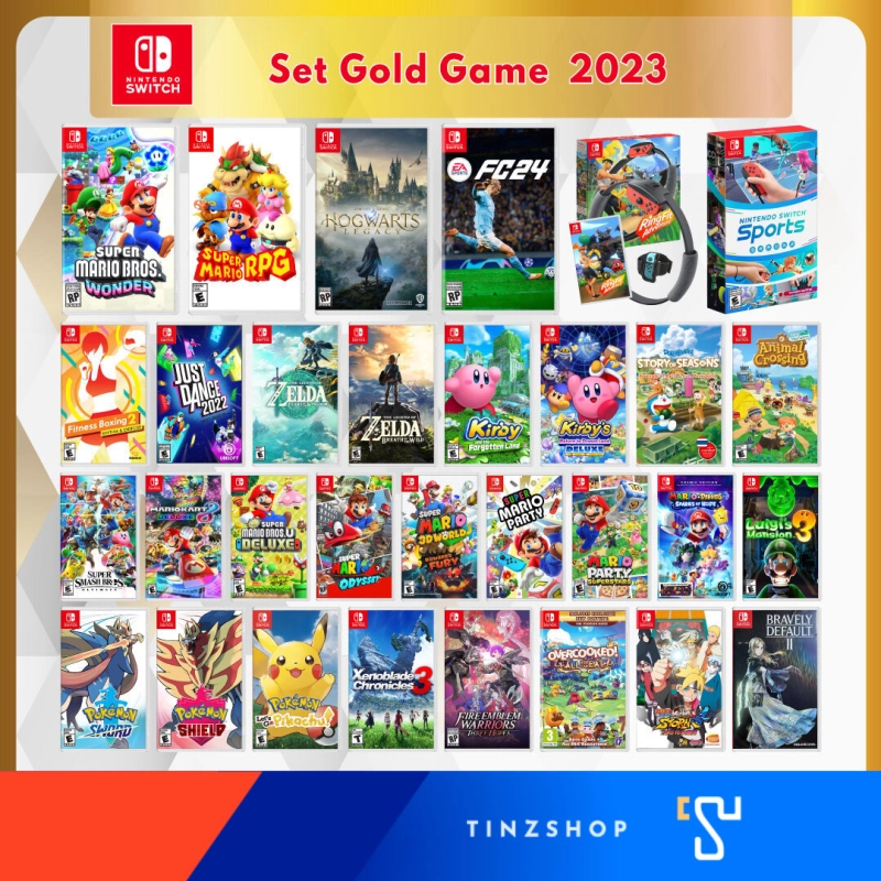 ภาพหน้าปกสินค้าGold Game Set 2023 : Nintendo Switch Game แผ่นเกม นินเทนโดสวิทซ์ รวมเกม  ปี 2023 : เลือกเกม &gt; Mario Wonder Princess Peach FC24 Pokemon Kart8 Sports Just Dance Kirby Animal : เลือกเกม &gt;&gt;