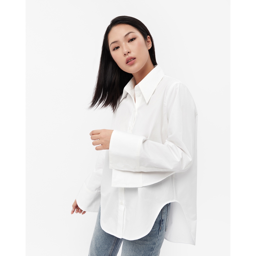 TheBlueTshirt - Áo sơ mi trắng tay dài vạt bầu dáng oversize - Sydney Oversize Shirt
