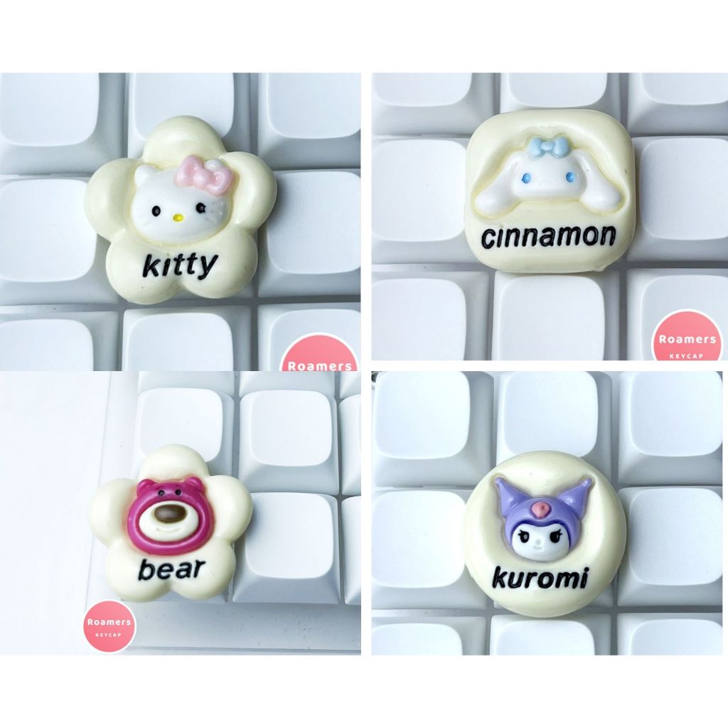 Nút Bàn Phím Cơ Sanrio gấᴜ Hồng Cinnamoroll Kitty Kuromi Hoa Tím Keycap Lẻ