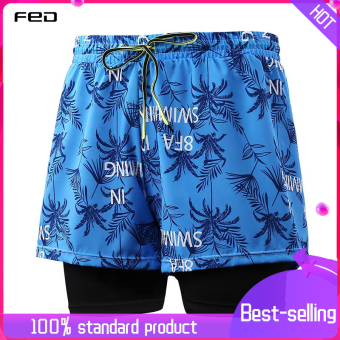 FED Stylish Adult Polyester Swimming Shorts, Elastic Waist with Drawstring, Perfect for Beach and Pool Activities