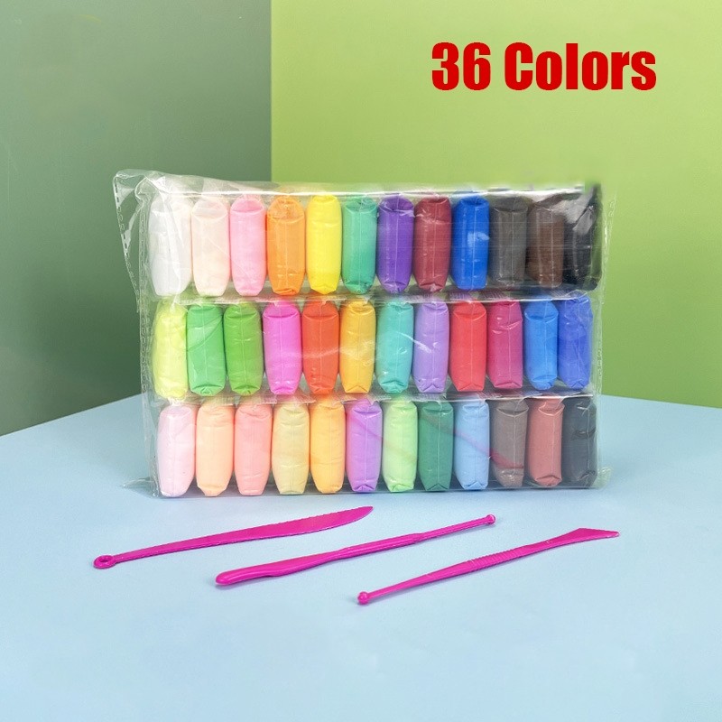 Super Lightweight Air Dry Modeling Clay Kit ( 36 Colors ) DIY Light Air Clay Set Free Carving Tools Creative Craft Clay Set with Carving Tools - 36 Vibrant Colors for Kids Arts & Crafts
