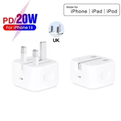 Original Authentic Wall Charger For Apple 20W USB-C Power Adapter PD Fast Charging UK Plug Type C Charger For iPhone 13 Pro Max 12 11 Pro Max 12 13 Mini XS Max XR X 8Plus SΕ2 iPad